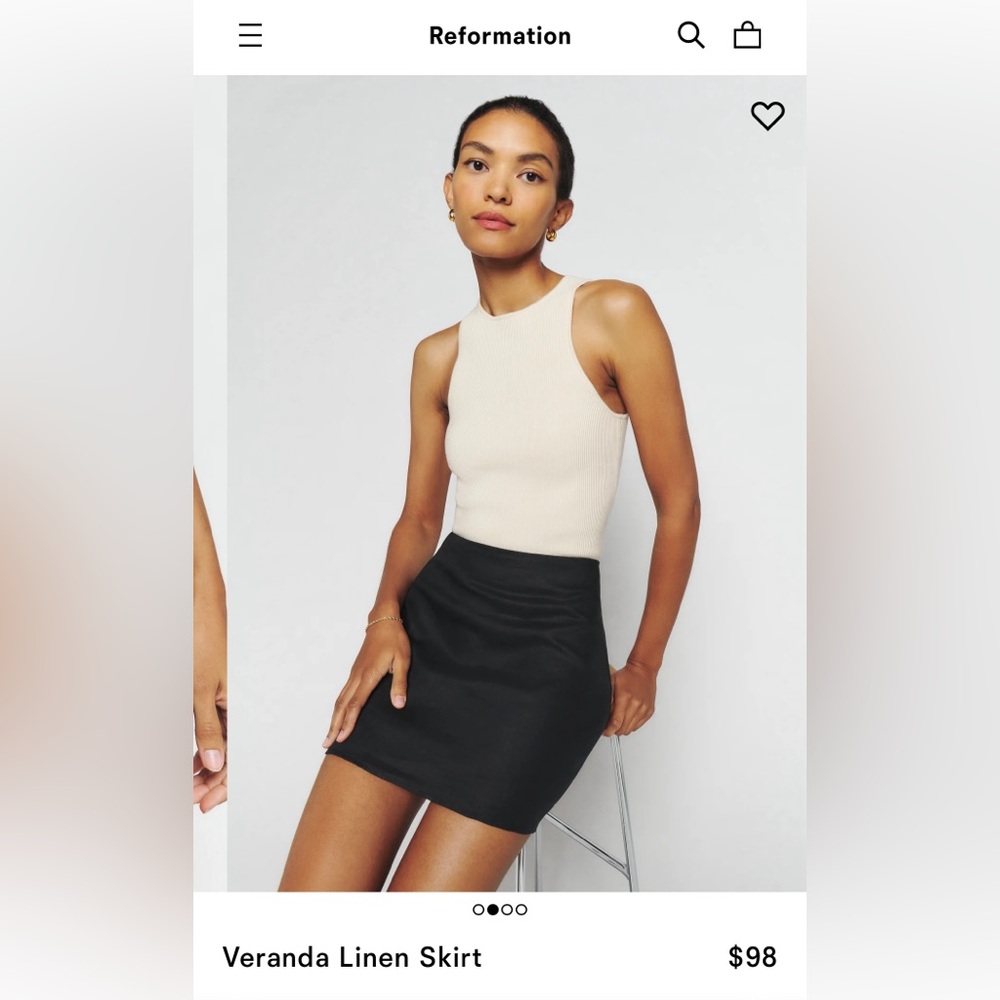 NWT REFORMATION Black Linen Skirt Size 4